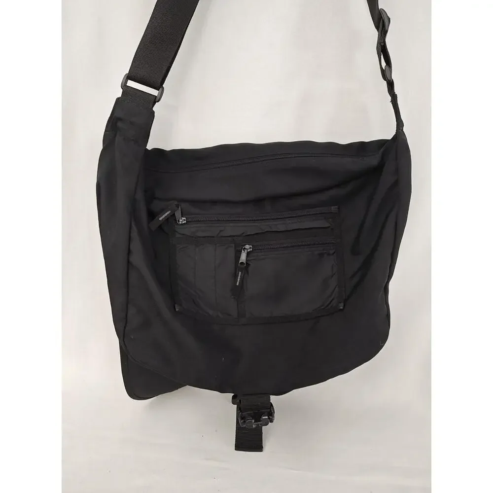 Eddie Bauer Travel Gear Messenger Bag Black Adjustable Strap Multi-Pocket‎